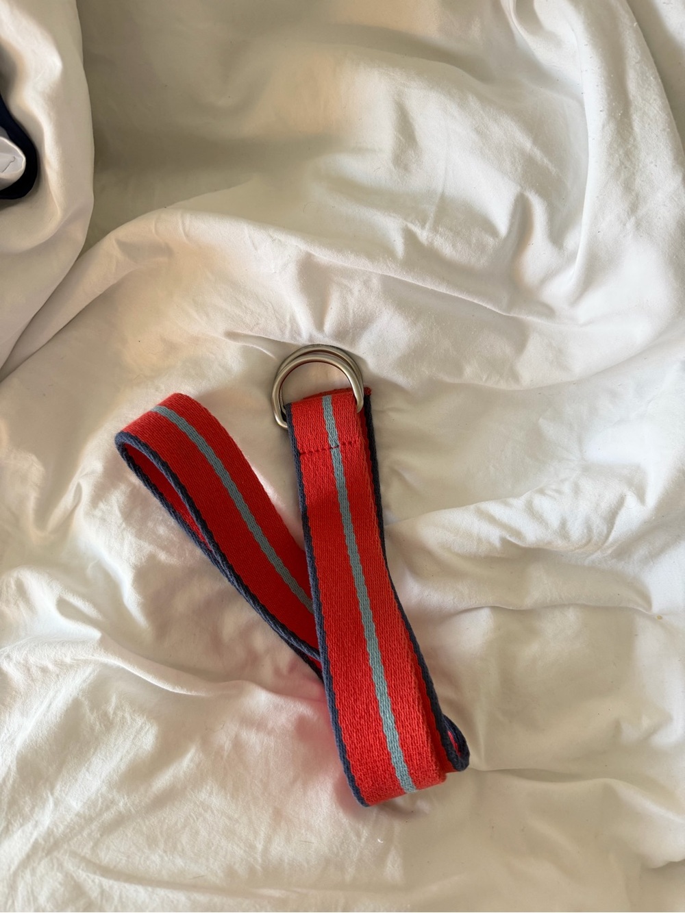 J.Crew Orange & Blue Striped Canvas D-Ring Web Belt